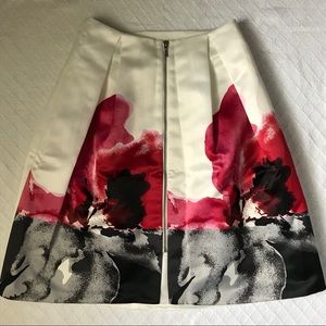 TopShop satin flower skirt with front zip